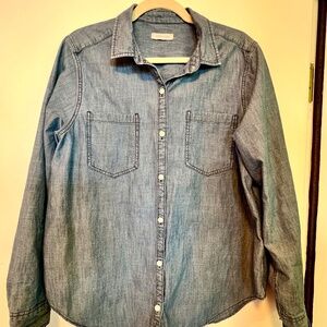 Outerknown Granville Chambray Long-Sleeve Button Down Shirt Large